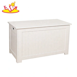 New arrival white portable kids wooden toy box with lid W08C278
