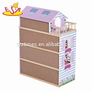 high quality 4 floors children wooden dollhouse kits with garage W06A238