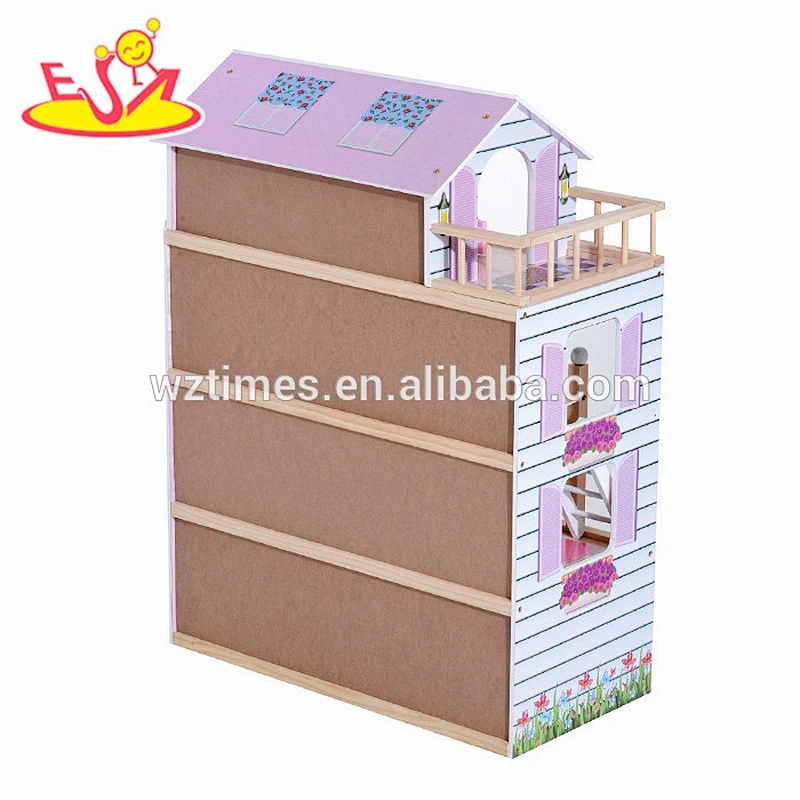 high quality 4 floors children wooden dollhouse kits with garage W06A238