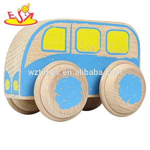 2018 wholesale kids wooden toy mini bus hottest children wooden toy mini bus W04A249