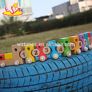 2018 Wholesale baby wooden pulling train toy funny kids wooden pulling train toy numbers wooden pulling train toy W05C079