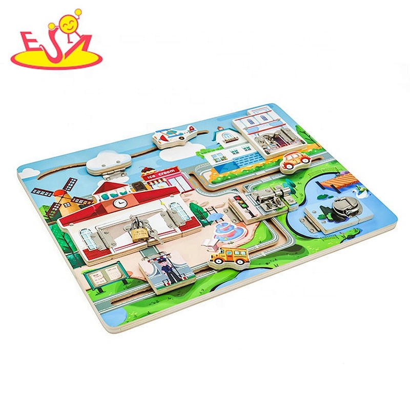 2019 New hottest educational wooden latches wooden activity board for kids W12D166