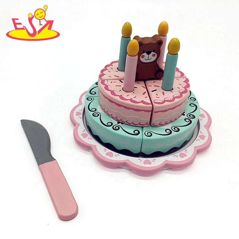 2019 Most popular pretend play wooden birthday cake toy for children W10B310