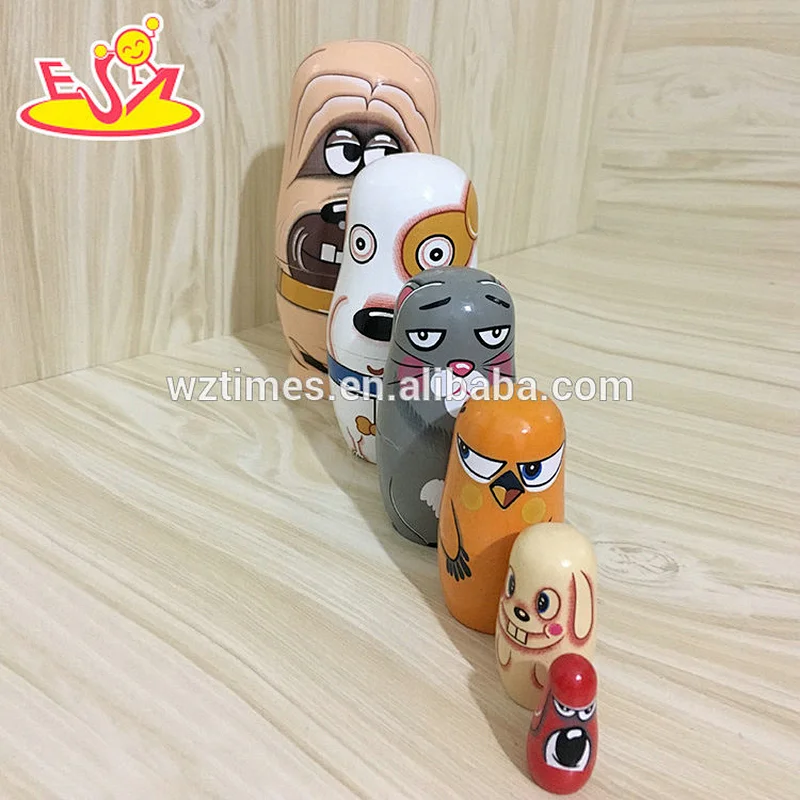 2018 Wholesale cheap matryoshkas interesting nesting dolls wooden for kids W06D100