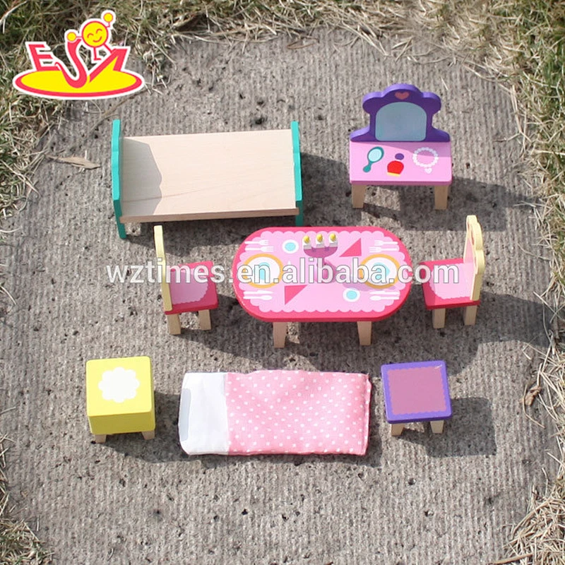 Nettes hölzernes Miniaturpuppenhausgroßhandelsmöbelspielzeug für Rollenspiel der Kinder W06B044