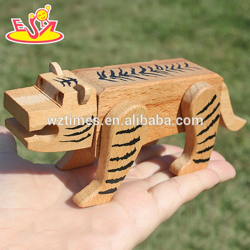 wholesale cute children educational wooden tiger intelligence toy for sale W11C015