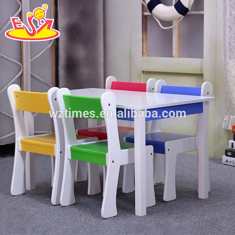 Wholesale creative customize children wooden table and 4 chairs as home W08G240