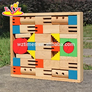 2018 New design 40 pieces educational kids wooden building block with box W13A114