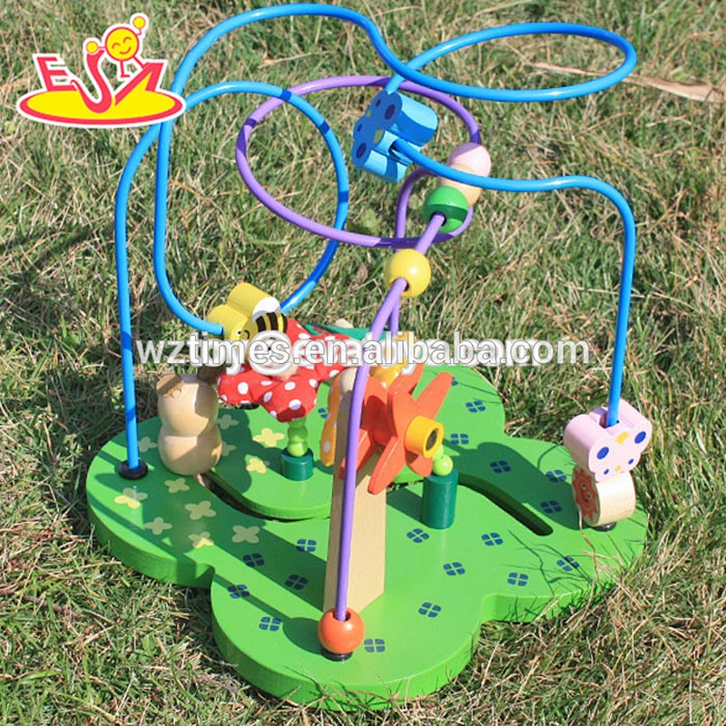 Wholesale cartoon style zebra shape wooden beads maze toy wire labyrinth toy for baby W11B078