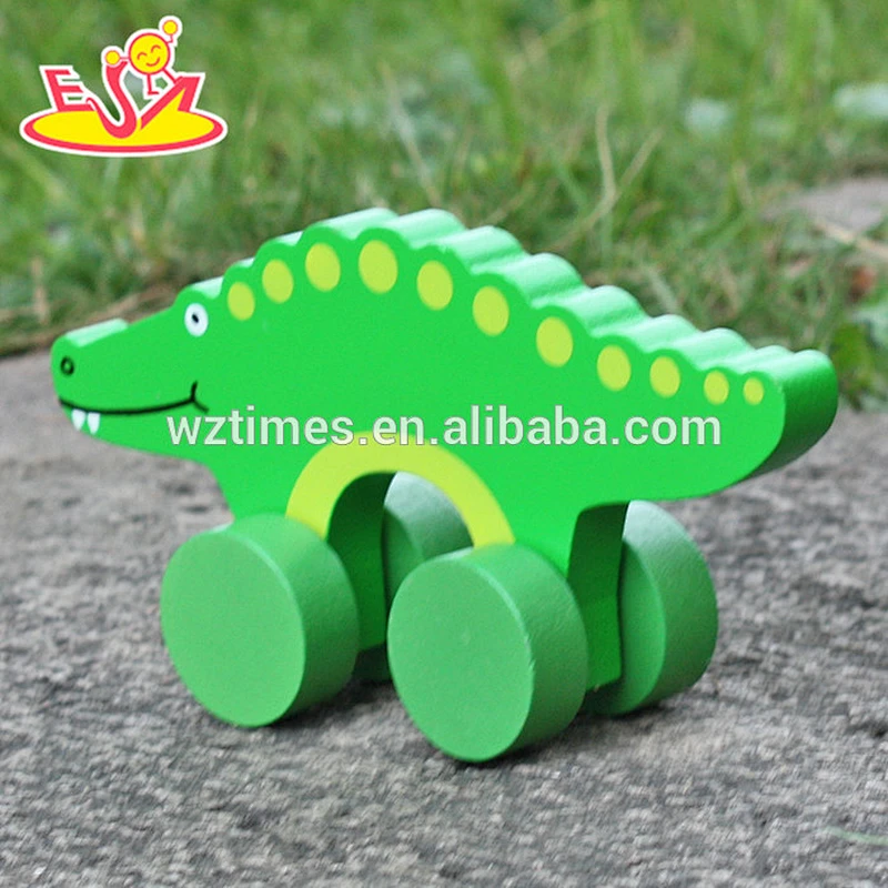 2018 New design baby wheels wooden crocodile toys best sale kids wooden crocodile toys top fashion wooden crocodile toys W04A318