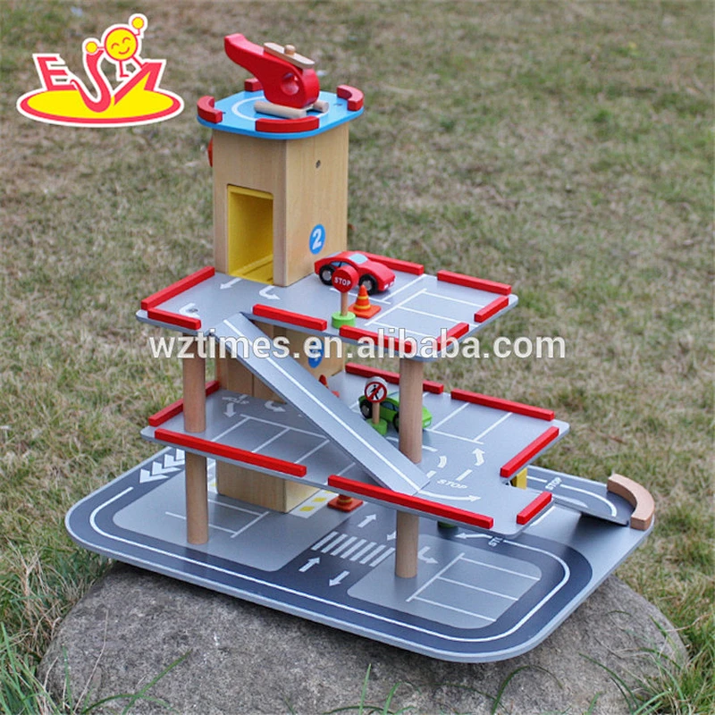 Wholesale cool style customize wooden garage playsets toy bring fun for kids W04B047
