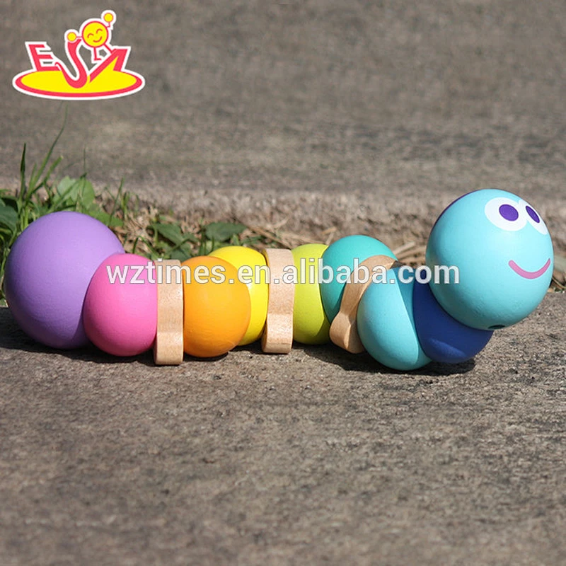 2018 Wholesale wooden caterpillar toy baby wooden caterpillar toy children wooden caterpillar toy W01B034
