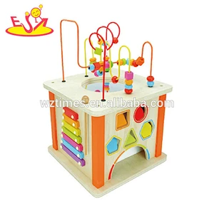 Wholesale funny shape sorter and xylophone toy wooden activity cube for kids W11B181