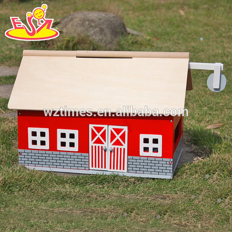 Wholesale beautiful style pretend toy kids small wooden dollhouse toy bring fun W06A105