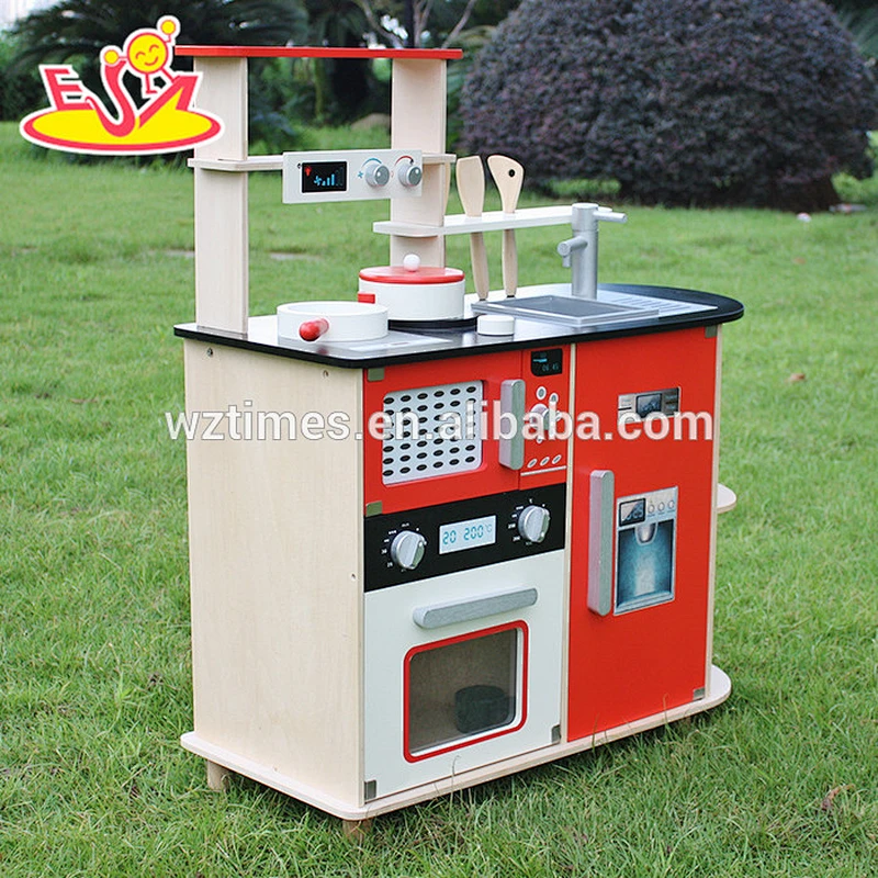 2018 Wholesale toddlers wooden kitchen toy new design red kids wooden kitchen toy best children play wooden kitchen toy W10C211