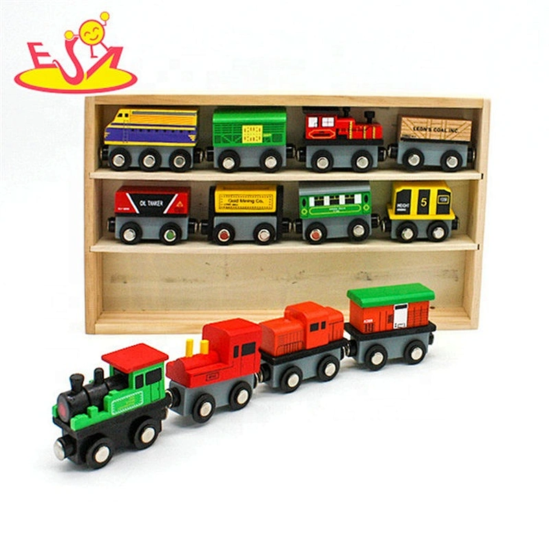 2019 New arrival 12 PCS magnetic set wooden toy train set for kids W04A377