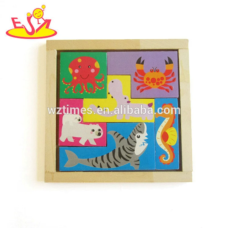 2018 Wholesale wooden shape-recognition puzzle kids animals jigsaw puzzle with best price W14A184