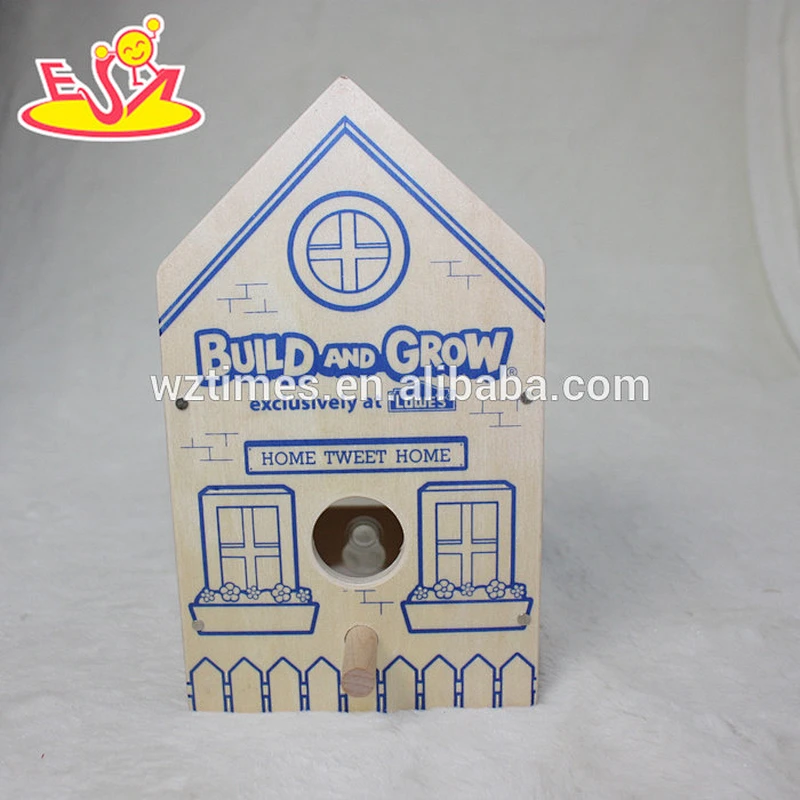 2018 new fashion funny children wooden bird house W03B049
