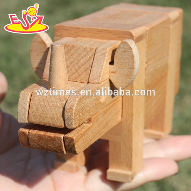 wholesale new design children diy wooden animal intelligence toy for education W11C016