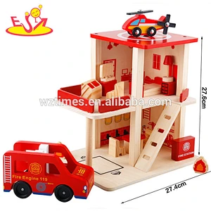50% Discount kids wooden toy fire station for wholesale W04B030
