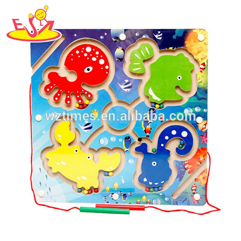 2018 wholesale new design children wooden magnetic color maze funny kids wooden magnetic color maze W11H020