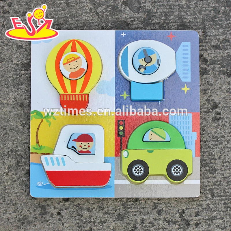 2018 New design educational wooden jigsaw puzzle identify transports wooden jigsaw puzzle 3d kids jigsaw puzzle W14D026