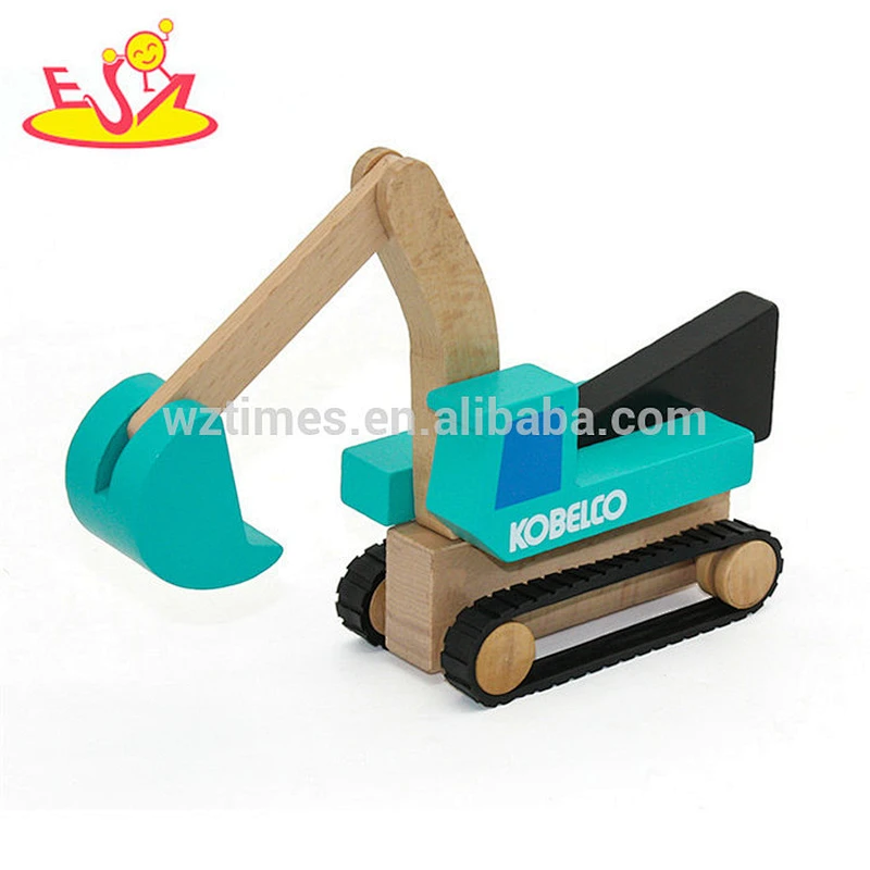 New hottest kids mini wooden toy backhoe for wholesale W04A381