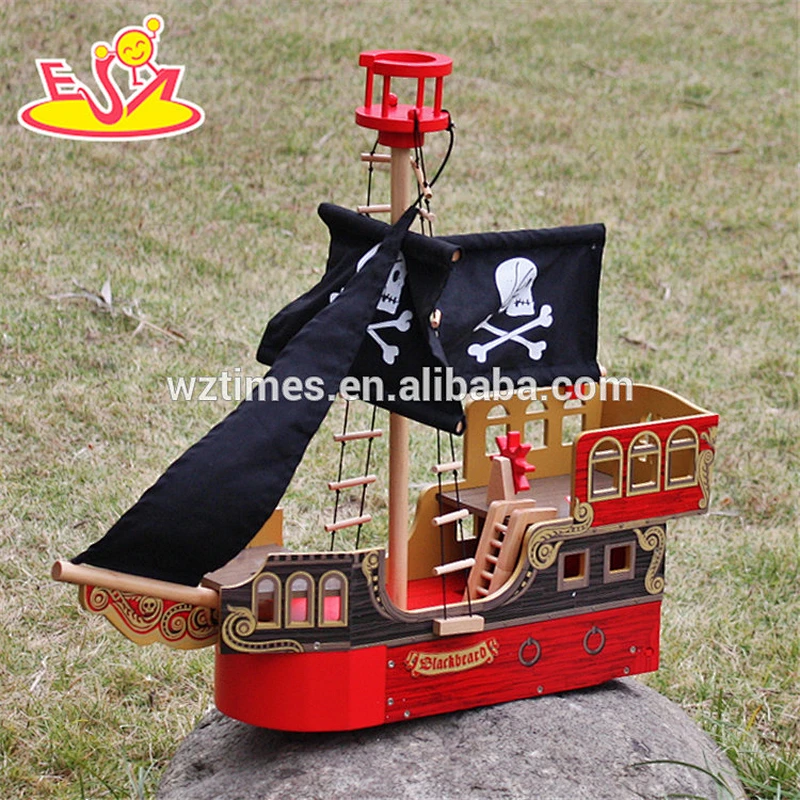 wholesale most popular boy pirate ship wooden toy for best baby W03B060-Z