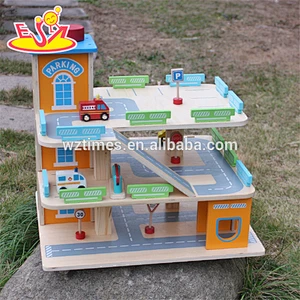 2018 wholesale toddlers wooden toy car parking garage new design kids wooden toy car parking garage W04B049