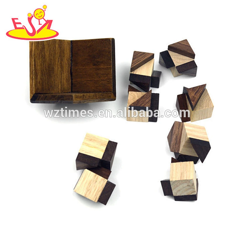 Populäres magisches Puzzlespiel entriegeln das hölzerne Gehirnspiel des Spielzeugs für 1-jähriges Baby W11C054