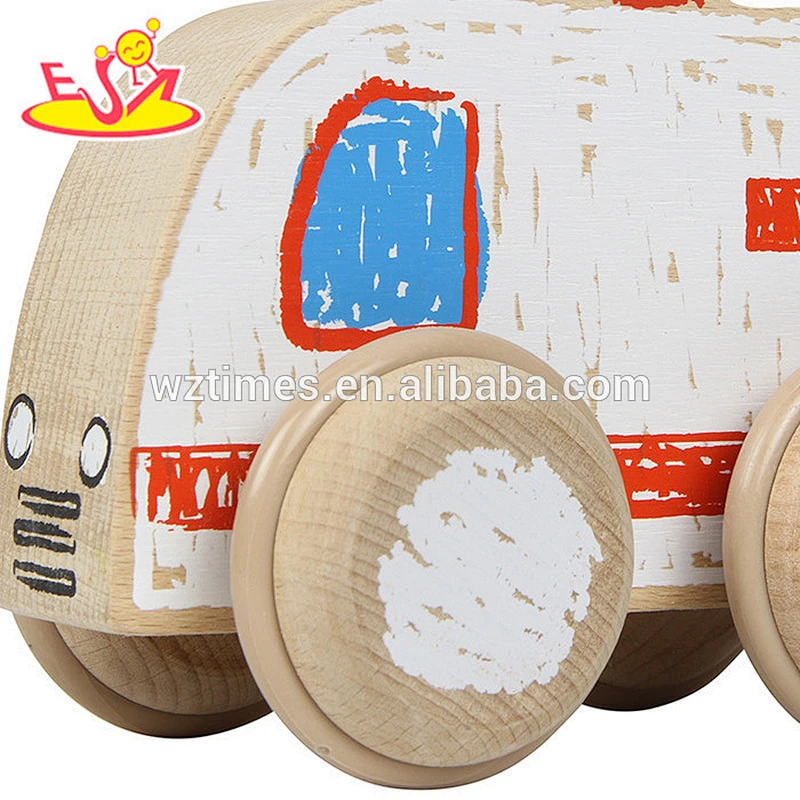 2018 new design baby wooden ambulance car toy hottest wooden ambulance car toy W04A250