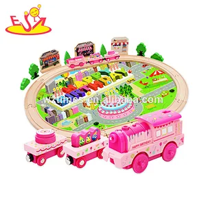 Wholesale high quality 50pcs wooden Railway train set for boys W04C077