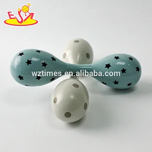 Wholesale hot sale hand painted maracas wooden children hand shaker W07I130