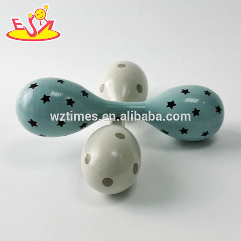 Wholesale hot sale hand painted maracas wooden children hand shaker W07I130
