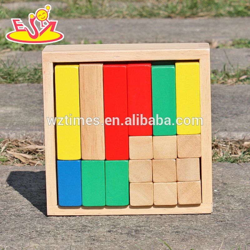 2018 New design 18 pieces educational kids wooden building toys with box W13A116