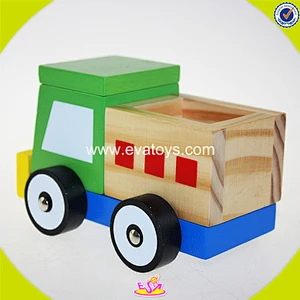 2018 Cheapest funny wooden garbage truck toy for kids W04A136