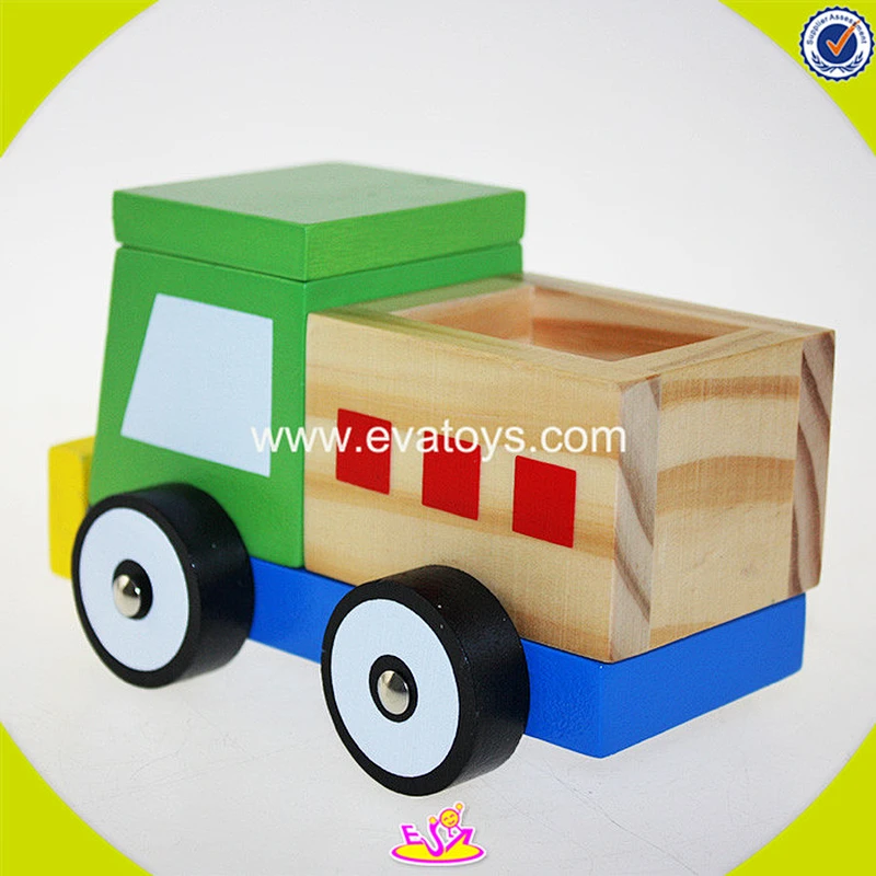 2018 Cheapest funny wooden garbage truck toy for kids W04A136
