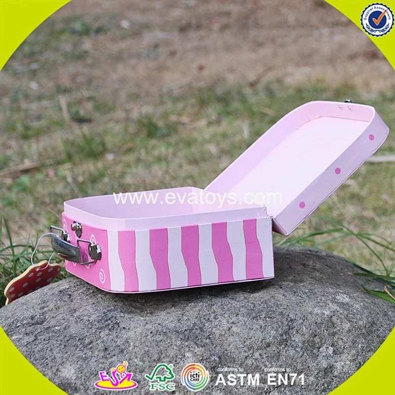 2018 new design lovely pink kids wooden toy box W08C171