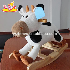2018 New design baby wooden rocking horse hippo top fashion kids cartoon animal wooden rocking horse hippo with music W16D105