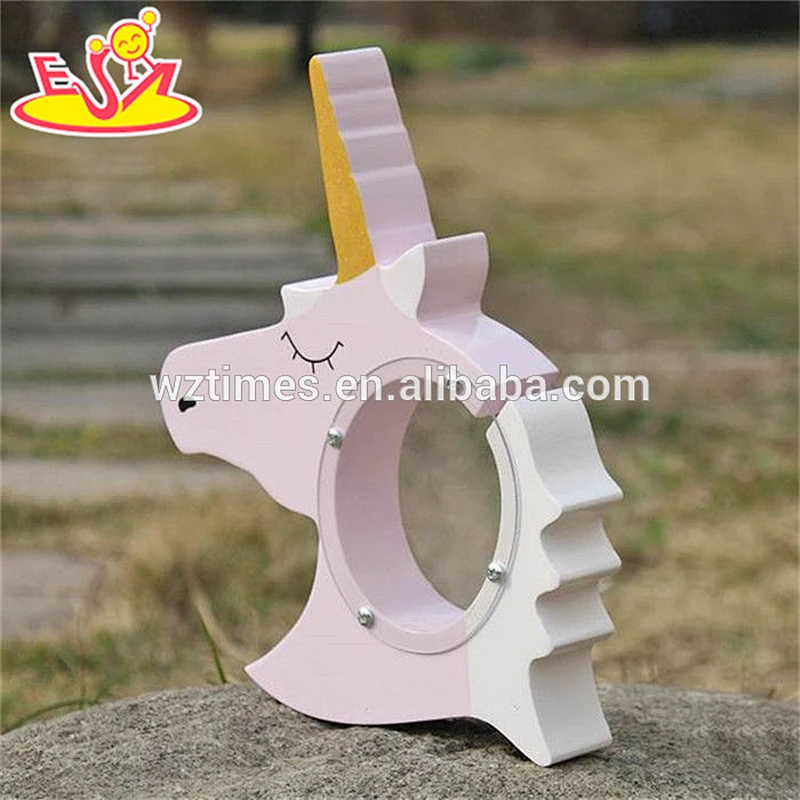 wholesale unicorn shape kids wooden money box with personalised W02A257