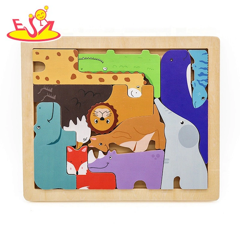2019 New hottest cartoon wooden animal jigsaw puzzles for kids W14I038