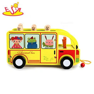 2019 New arrival educational small wooden animal bus toy for children W05C116