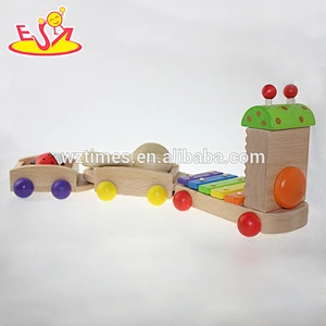 Wholesale interesting children wooden musical instrument train toy bring fun W07A087