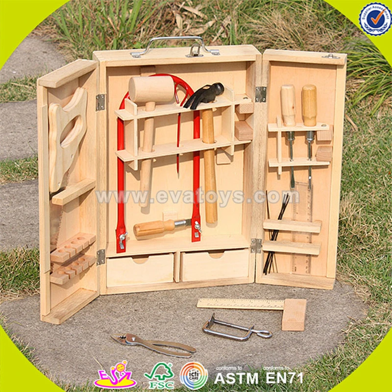 wholesale multi-function wooden tool box toy educational kids wooden tool box toy top quality wooden tool box W03D023