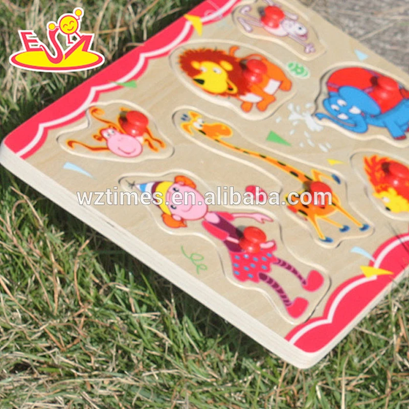 Wholesale baby attractive wooden animals puzzle toy with multi pattern W14M084