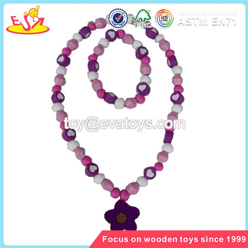 Wholesale brand new wooden string bead toy cheap kids wooden necklace string bead toy W11E034