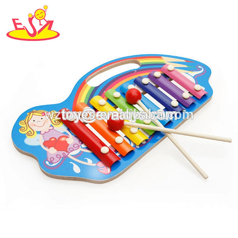 Wholesale hottest multi function baby wooden musical pull cart toy 8 tones xylophone for sale W07C024
