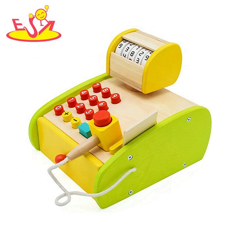 2019 New design children mini wooden cashier toy for pretend play W10A097