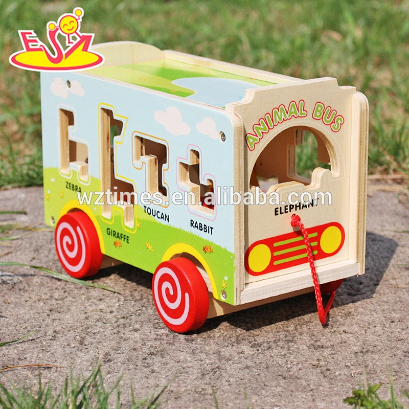 2018 wholesale kids wooden animal toy truck funny baby wooden animal toy truck children wooden animal toy truck W05B156