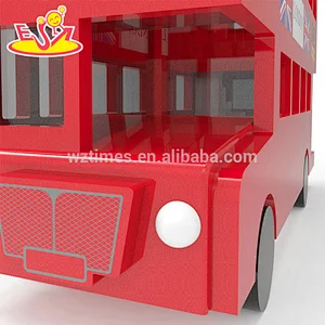 New design red bus wooden kids coin bank for saving money W02A284